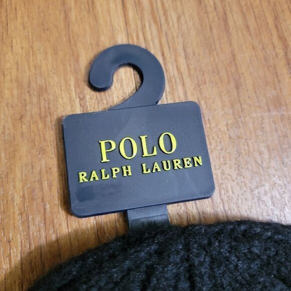 Polo Ralph Lauren Unisex Merino Cuffed Beanie Hat Pony Logo Black Red Wool New - Picture 4 of 6